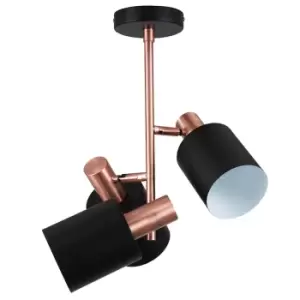 Image of Iris Retro Brushed Metal 3-Bulb Pendant Ceiling Light Black/Antique Brass