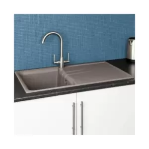 image of Elleci EGO400 Kitchen Sink Single Bowl Grey Granite Reversible Recessed - Grey - Reginox