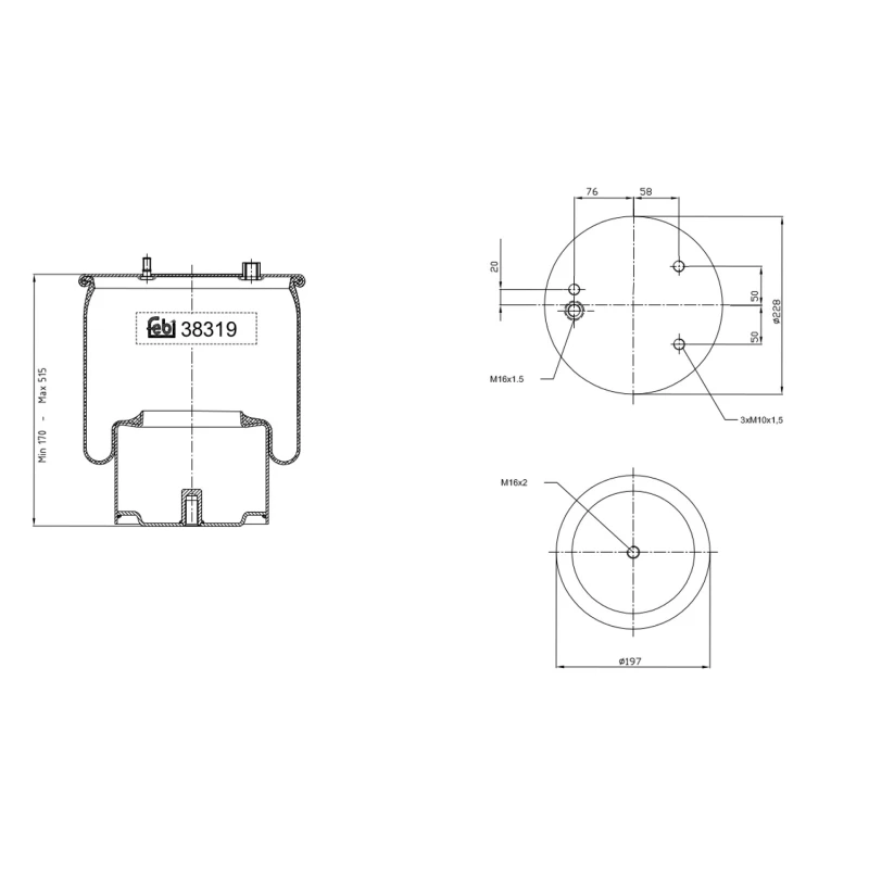 Image of FEBI BILSTEIN 38319 Boot, air suspension Rear Axle Right Boot,air suspension (324)