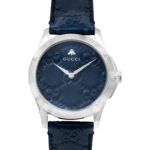 image of G-Timeless Quartz Blue Dial With GG Pattern Mens Watch