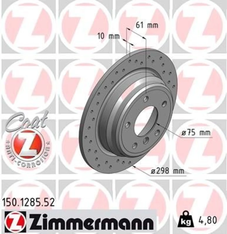 Image of ZIMMERMANN Brake disc ZIMMERMANN 150.1285.52