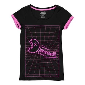 image of Nintendo - Neon Japanese Chain Chomp Womens Medium T-Shirt - Black/Pink