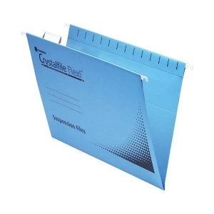 Image of Rexel Crystalfile Flexifile A4 Suspension File Manilla V-Base Blue - 1 x Pack of 50 Suspension Files