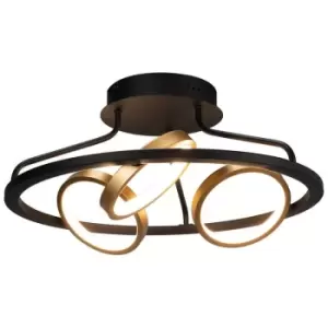 Image of Luminosa Geneseo Round Ceiling Lamp, 3 Ring, 25W LED, 3200K, 1375lm, Satin Black, Gold