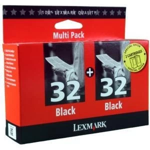 image of Lexmark 32 Black Ink Cartridge Twin Pack