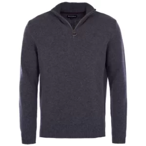 Image of Barbour Mens Essential Lambswool Half Zip Sweater Charcoal Large