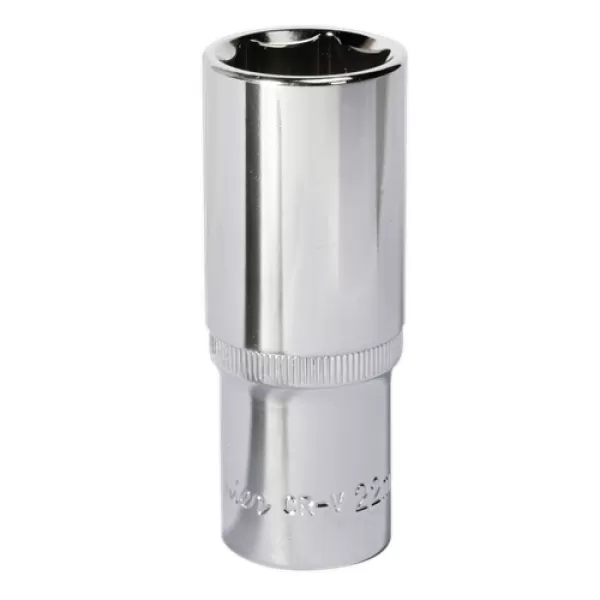 Image of Genuine SEALEY SP1222D WallDrive® Socket 22mm Deep 1/2Sq Drive Fully Polished
