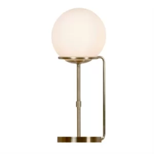 Image of Sphere 1 Light Table Globe Lamp White, Antique Brass with Glass Shade, E27