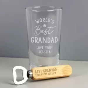 image of Personalised Worlds Best Pint Glass and Bottle Opener Clear