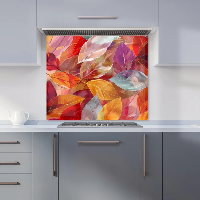 Image of Warren Reed - Designer Kaleidoscope of Autumn Leaves Kitchen Splashback Size: 600mm x 750mm Multicolor Unisex 600mm x 750mm