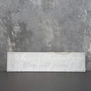 Image of Large Wooden Hanging Plaque Floral 60cm