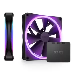 image of NZXT F140 RGB Duo 140mm PWM Fan 2 Pack with Controller Black