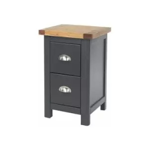 image of 2 Drawer Petite Bedside Cabinet Luxurious Dark Carbon Finish