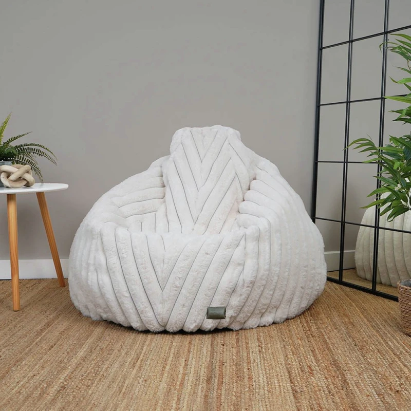 Image of Rucomfy Faux Fur Large Bean Bag - Ivory