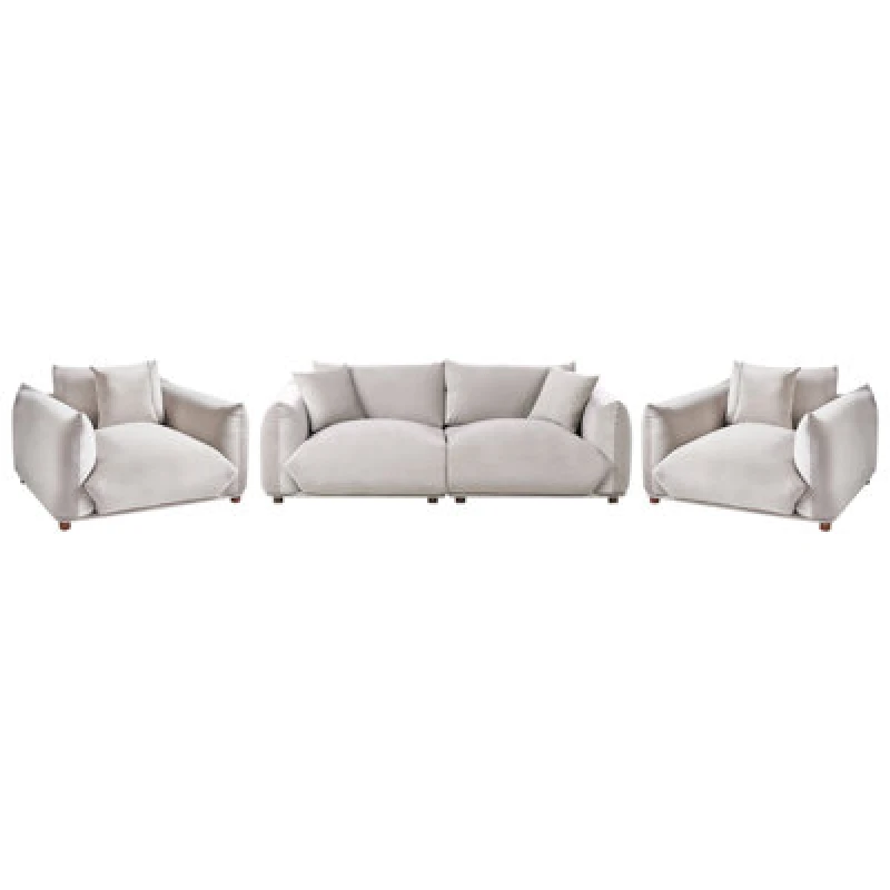 Image of Beliani Living Room Set 5 Seater Luvos Velvet Taupe
