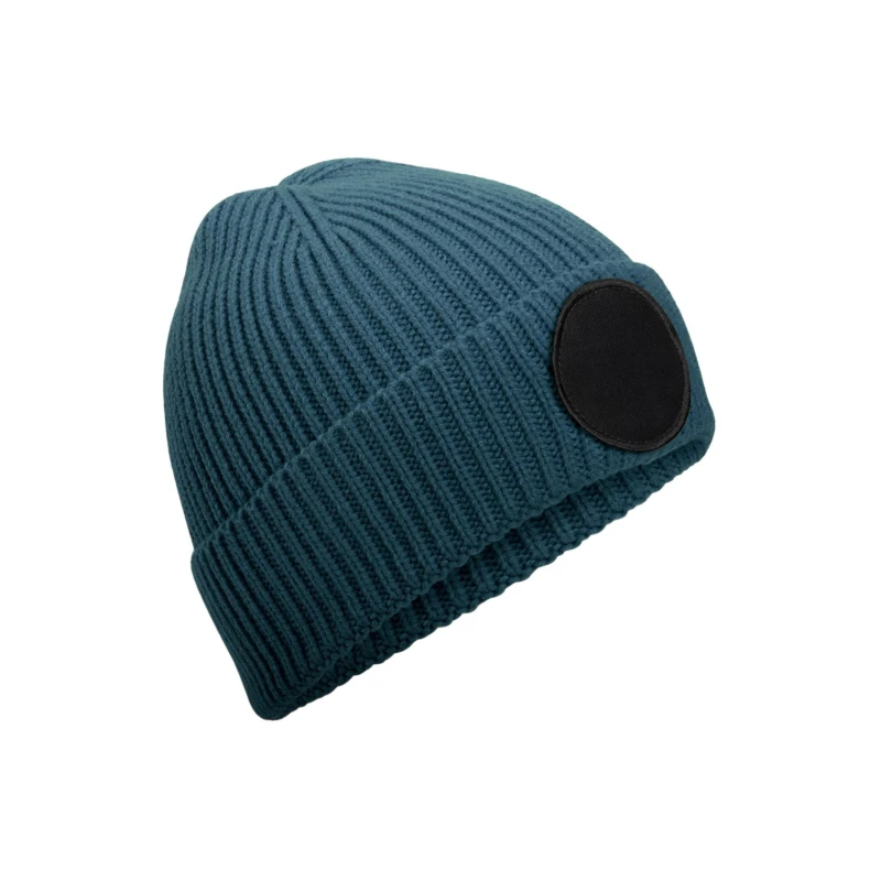 Image of Beechfield Beechfield Men Fashion Circular Patch Beanie in Dark Blue Dark Blue One Size Male 5063574673679