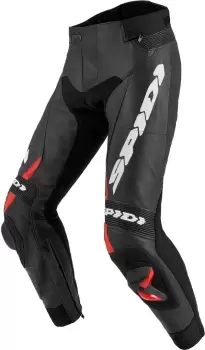 Image of Spidi RR Pro 2 Motorcycle Leather Pants, black-red, Size 48, black-red, Size 48
