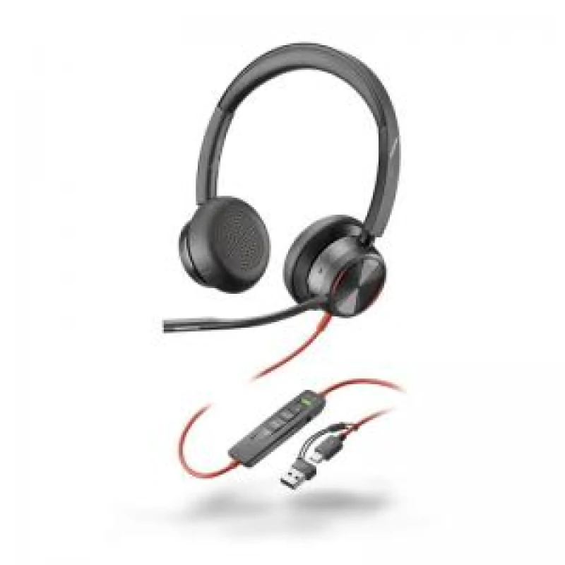 Image of HP Poly Blackwire 8225 USB-C Stereo Headset with USB-A Adapter 34838J GJQ34838J