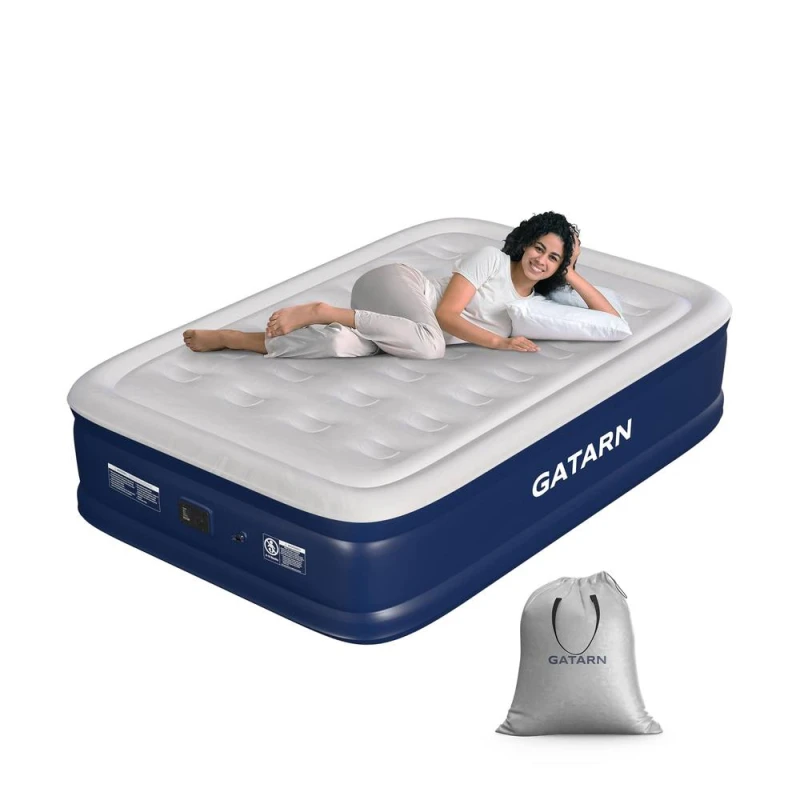Image of GATARN Air Bed With Built-in Electric Pump Double Size in Blue Blue Unisex Double
