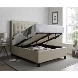 Image of Bedmaster - Brandon Oatmeal Fabric Ottoman Bed Double