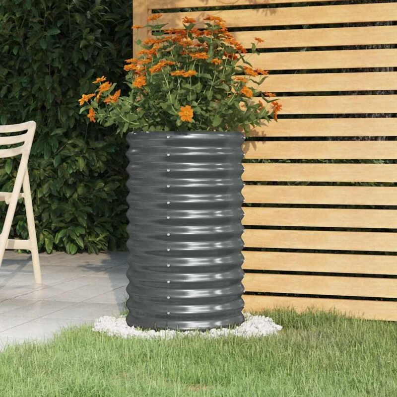 Image of vidaXL Garden Planter Powder-coated Steel 40x40x68cm Anthracite, Grey 318851