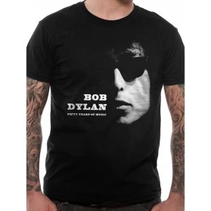 image of Bob Dylan - Fifty Years Mens Small T-Shirt - Black