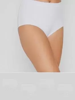 Image of Yours Long Tall Sally 4pk Cotton Stretch Full Briefs White, Size 14-16, Women