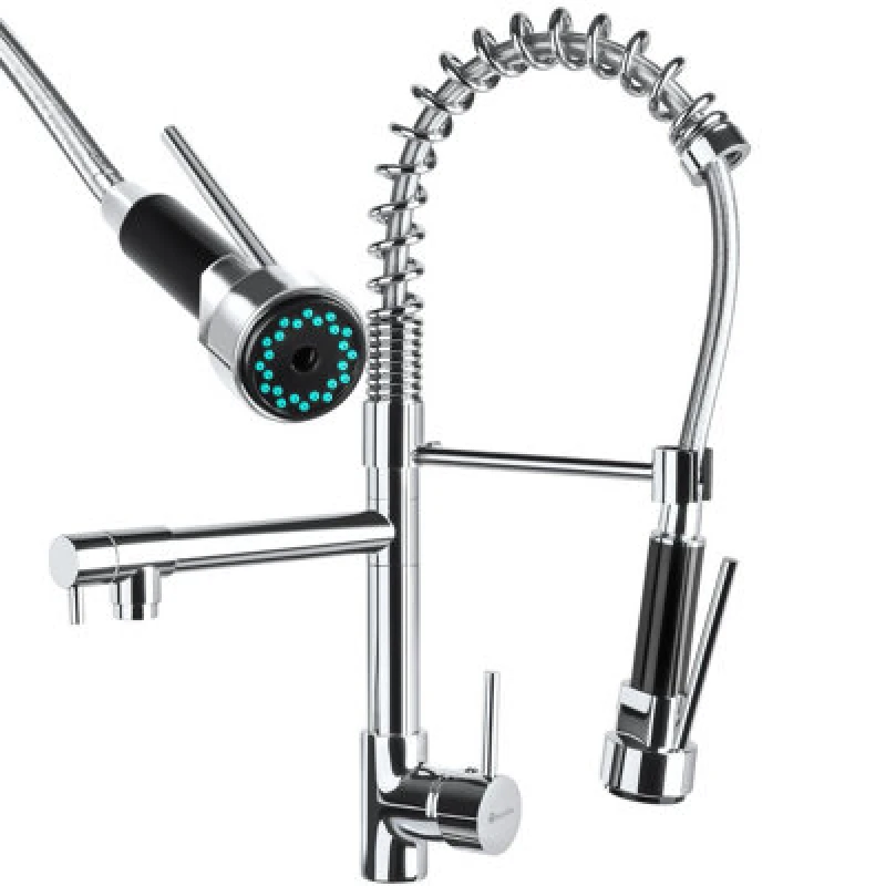 Image of Tectake Kitchen Tap - With Mixer Tap And Detachable Spray Nozzle - Grey
