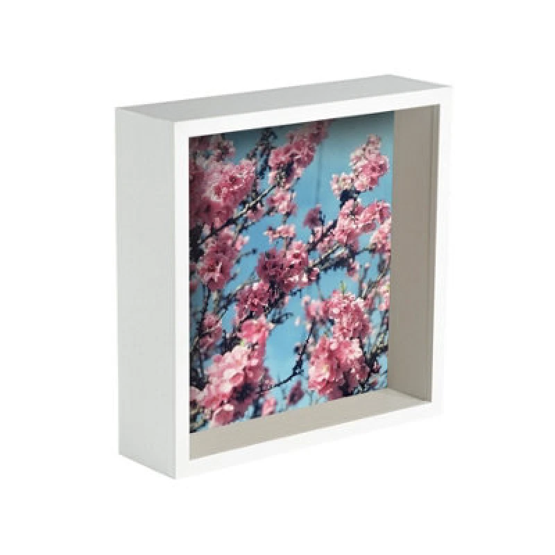 Image of Nicola Spring 8 X 8" Deep Photo Frame - White - 3D Deep Box Picture Frame Portrait Display Case (22.5 X 22.5Cm)