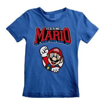 Image of Super Mario - Mario Varsity Unisex 12-13 Years T-Shirt - Blue