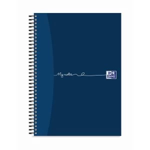 Image of Oxford My Notes A4 Notebook Wirebound 100 Pages 70gm2 Punched 4 Holes Perforated Ruled Margin Card Cover Blue Pack 5
