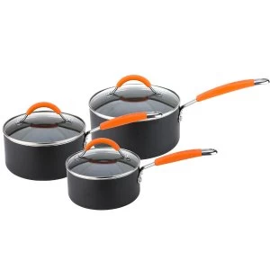 image of Joe Wicks Easy Release Aluminium Non-stick Saucepan Set - 3 Piece