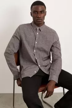 Image of Mens Brown Mini Circle Checked Printed Shirt