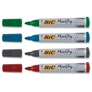 image of Original Bic Marking 2000 Bullet Tip Permanent Marker Assorted Colours Black