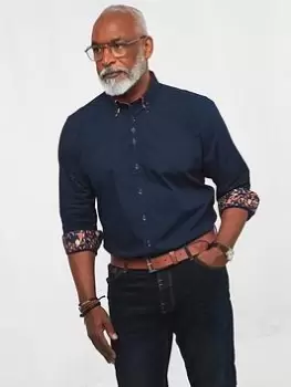 Image of Joe Browns Delightful Double Collar Shirt - Blue Size 2XL, Men