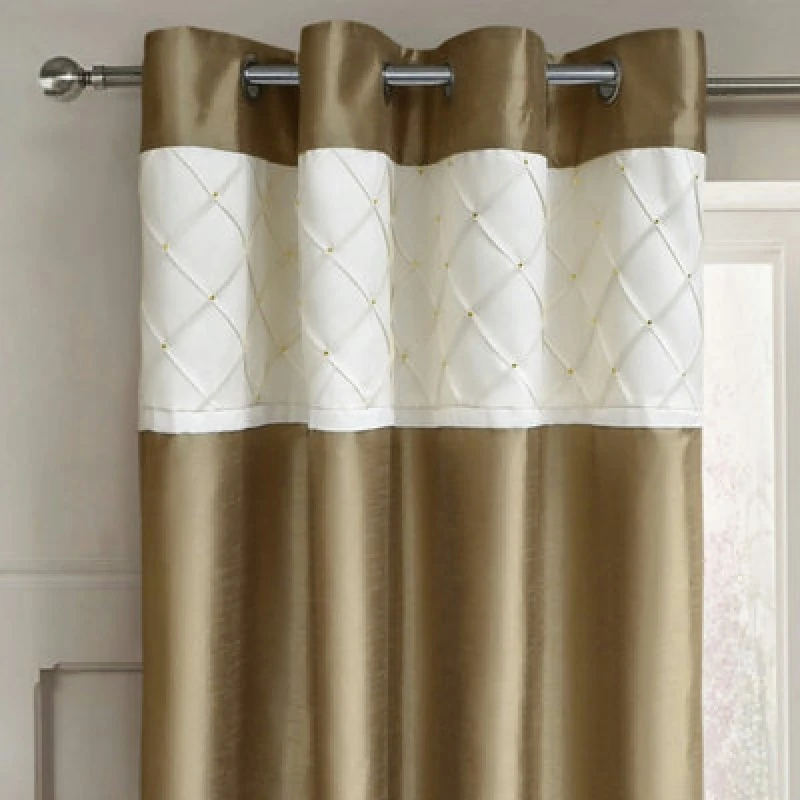 Image of Intimates Natasha Pleated Ready Made Eyelet Curtains - Latte