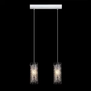 Italux Ibiza - Modern Hanging Pendant Chrome 2 Light with Glass Shade, E14