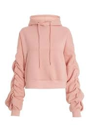 image of Quiz Pink Ruched Sleeve Hoodie - S