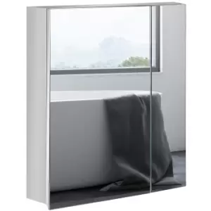 Image of Kleankin Mirror Cabinet for Bathroom, Wall Mounted Medicine Cabinet with Hinged Door, Storage Shelves for Laundry Room