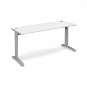 image of TR10 Straight Desk 1600mm x 600mm - Silver Frame White Top