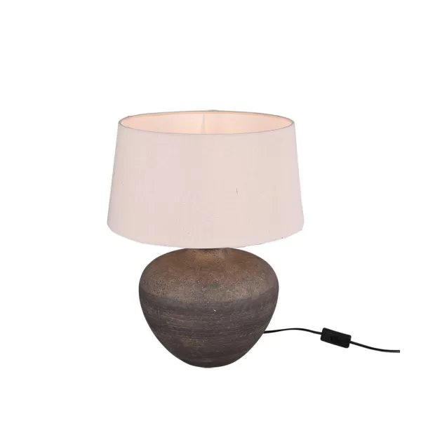 Image of Lou Modern 38cm Table Lamp with Round Tapered Shade Brown