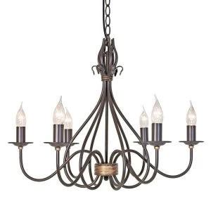 Image of 6 Light Chandelier Rust, Gold Finish, E14