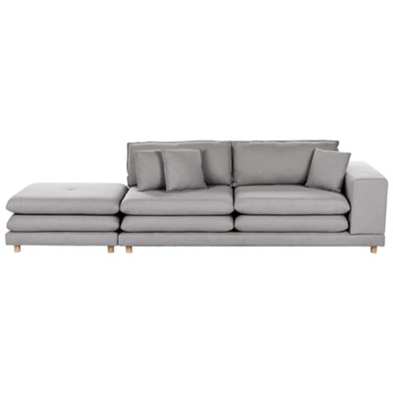 Image of Beliani Sofa 2 Seater Heden Fabric Grey With Ottoman