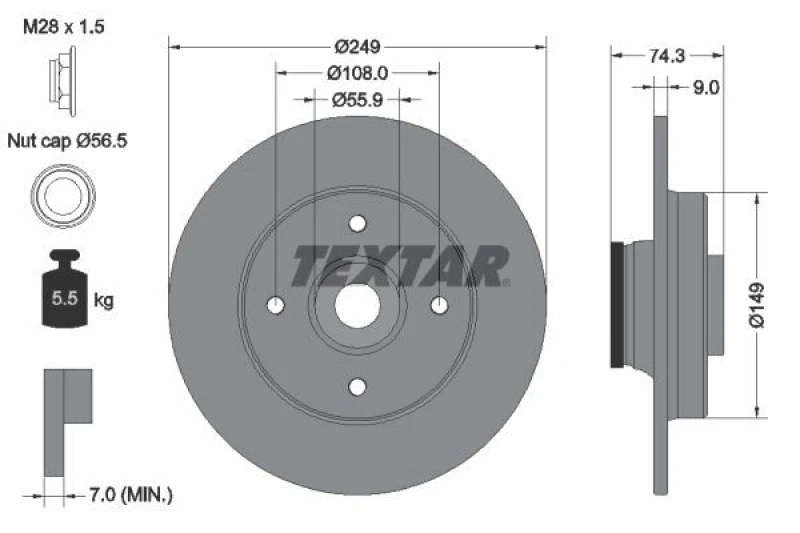 Image of Brake disc TEXTAR 92194103