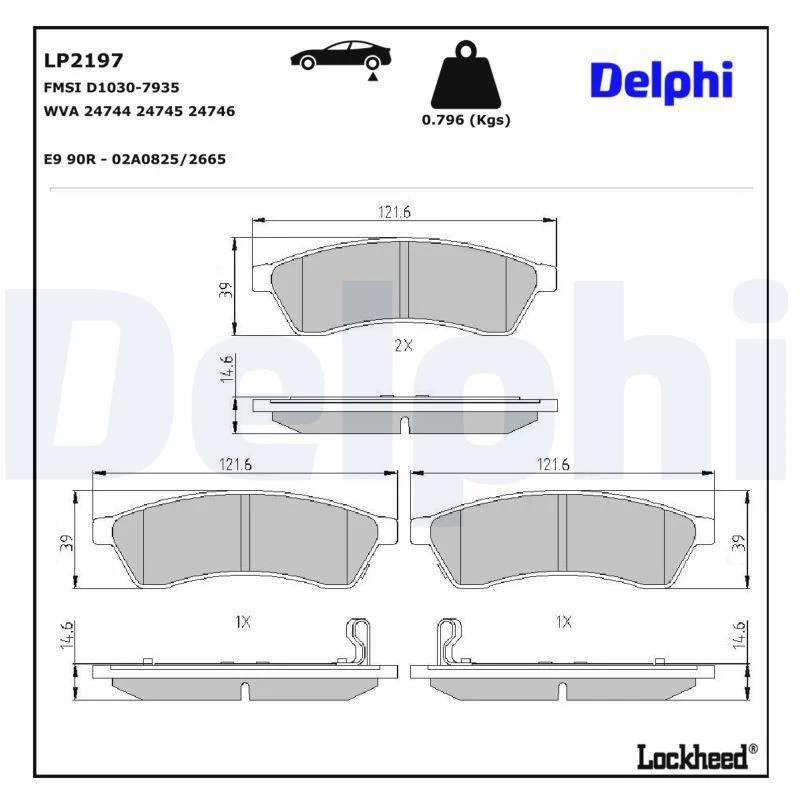 Image of DELPHI Brake pad set DELPHI LP2197
