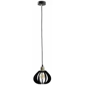 image of Keter Gemma Wire Frame Pendant Ceiling Light Black, Gold, 20cm, 1x E27