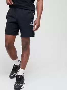 Image of adidas 3 Stripe Single Jersey Shorts - Black/White, Size S, Men