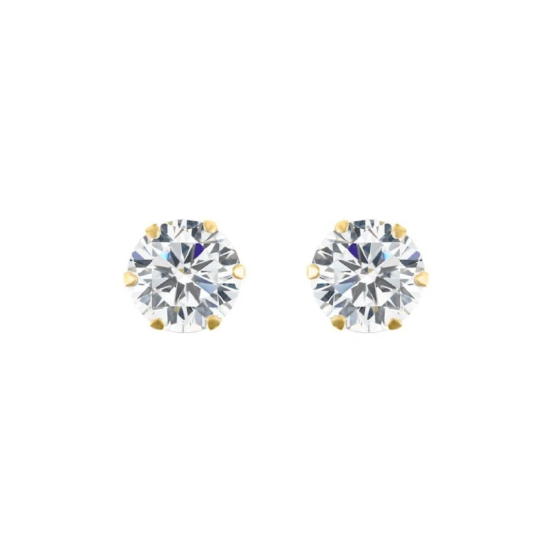 Image of Jewelco London 9ct Gold CZ 6 Claw Solitaire Stud Earrings, 6mm 1¾ Carats - JES100 Gold unisex