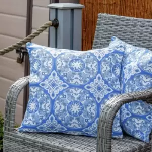 image of Streetwize Outdoor Pair of Scatter Cushions Jacquard Blue