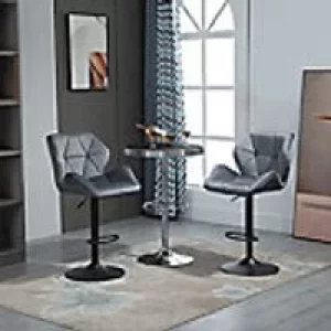 image of Homcom Bar Stool Velvet Touch Steel Grey 2 Pieces